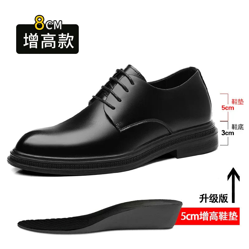 Mens Black Leather Shoes Autumn British Style Formal Business Footwear Low Top Commute Style Dress Shoes For Suits