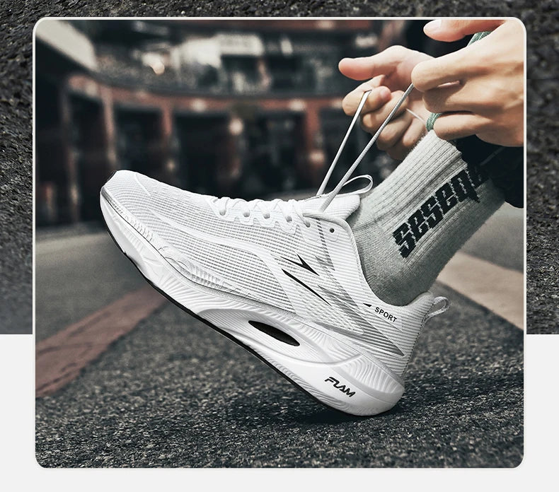 Men Sports Running Shoes Carbon Board Air Cushion Breathable Lightweight Women's Comfortable Athletic Nonskid Sneakers