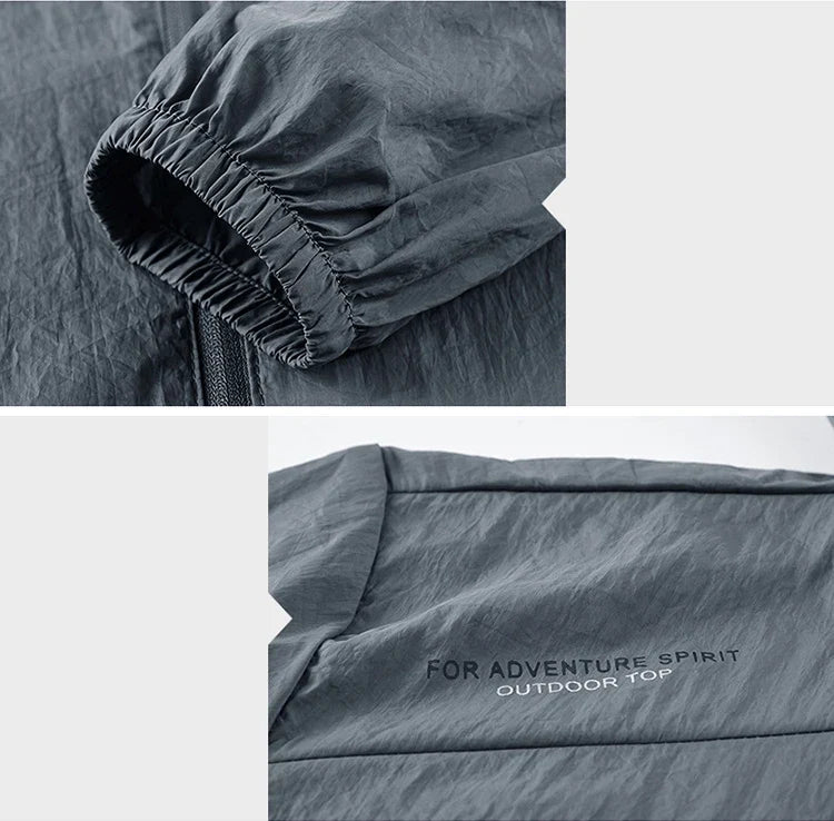 Men's Hooded Sun Protection Jacket Lightweight Outdoor Windbreaker Quick Dry Breathable UV Coat for Hiking Running Travel Beach