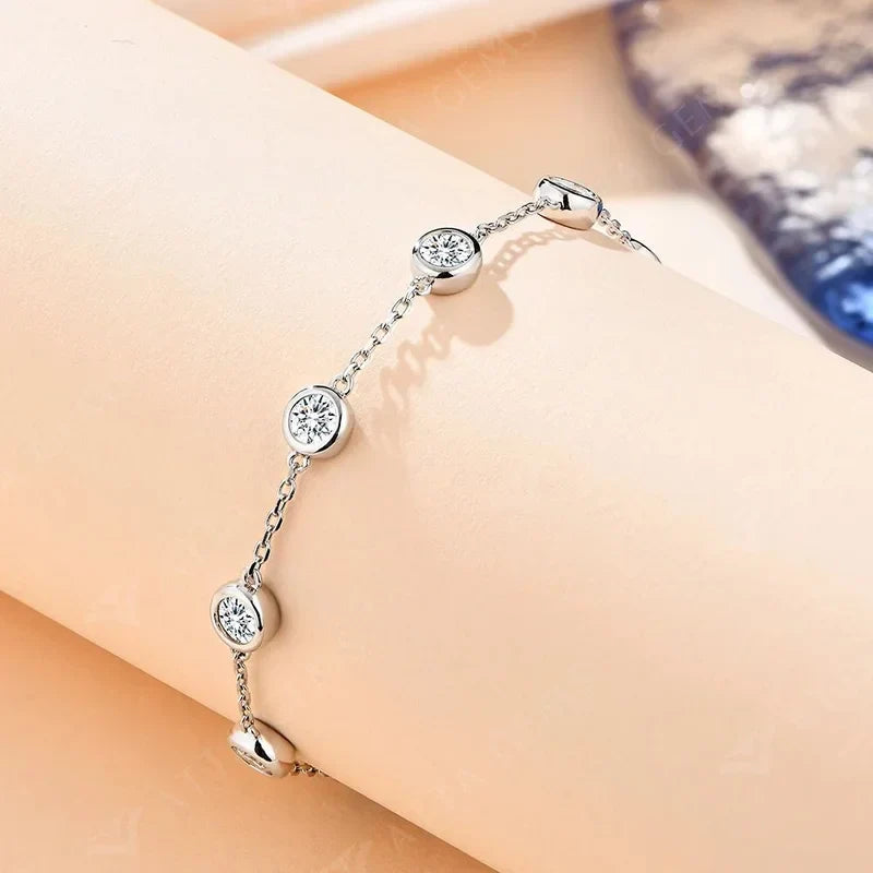 ATTAGEMS Moissanite Bracelet 925 Sterling Silver 4.0mm D Color Diamond Gemstone Bracelets For Women Rhodium Plated Jewelry