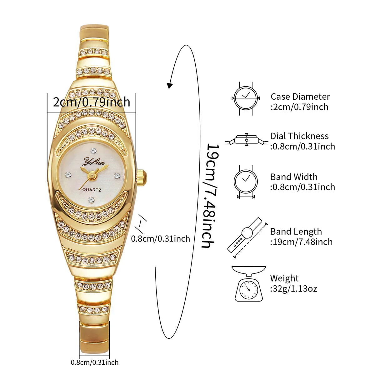 Elegant Women Watches Fashion Rhinestone Ladies Quartz Watch Bracelet Wristwatches Reloj Mujer（Without Box）
