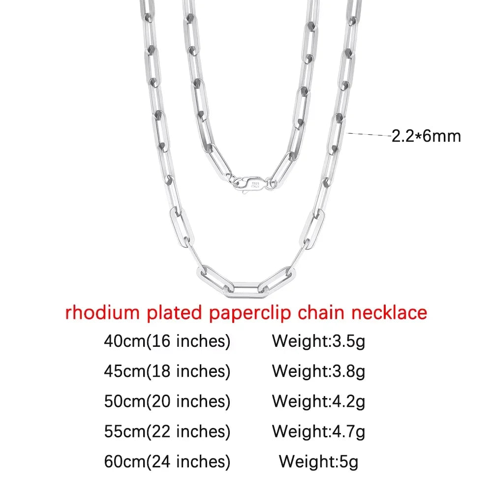 14K Gold Plated Genuine 925 Sterling Silver Paperclip Neck Chain 6/9.3/12mm Link Necklace for Women Men Jewelry SC39