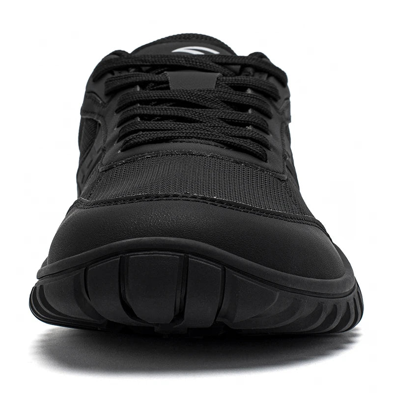 Wide Toe Running Shoes Unisex Minimalist Artificial Leather Walking Sneakers Lace Up Lightweight Breathable Shoes