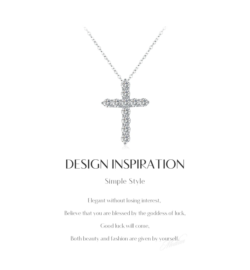 D Color Moissanite Necklace 925 Sterling Silver Exquisite Cross Link Chain Pendant Necklace For Women Fine Jewelry Gift