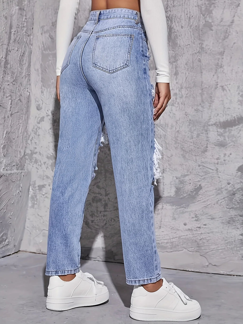 Women High Waist Straight-crotch Loose Slim Pants