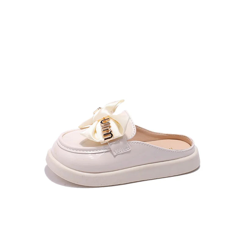 Girls Slippers with Butterfly-knot Kids Thick Flat Bottom Scandals Princess Shoes for Children Casual Leather Shoes Soft Sole