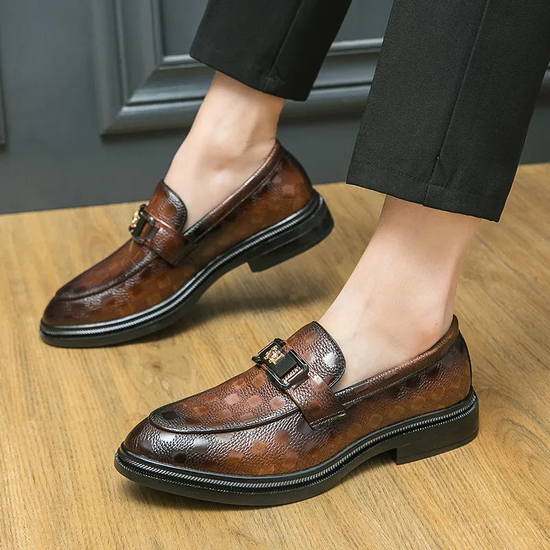 Original Design Dress Shoes For Men Business Casual Leather Formal Shoes Man Fashion Green Comfortable Slip-on Men's Social Shoe