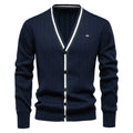 Brand Men's Cotton Cardigan Sweater V Neck Button-up Casual Youth Knit Sweaters for Men