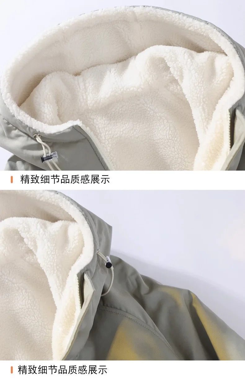 Winter Fashion Trend With Thick Fleece and Warm Hooded Jacket For Men's Casual Loose Sports Plus Large Size High-Quality Jacket