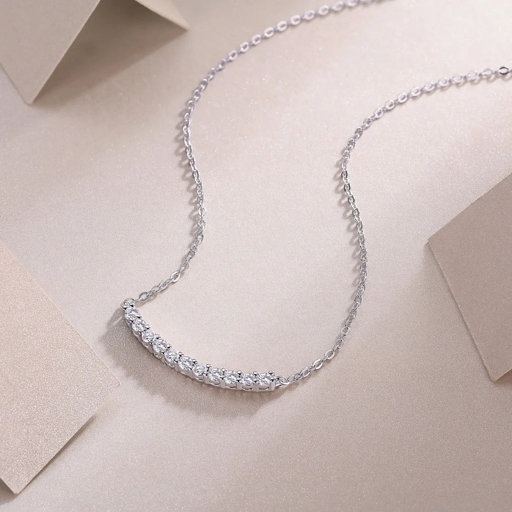 Full 0.065CT D Color Moissanite Pendant Necklace for Women Lady S925 Silver All Diamond Neck Chain Necklaces Wholesale Gift
