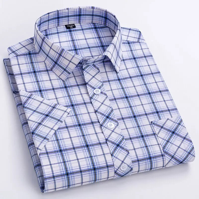 Men's Plaid Short-sleeved Shirt light Breathable