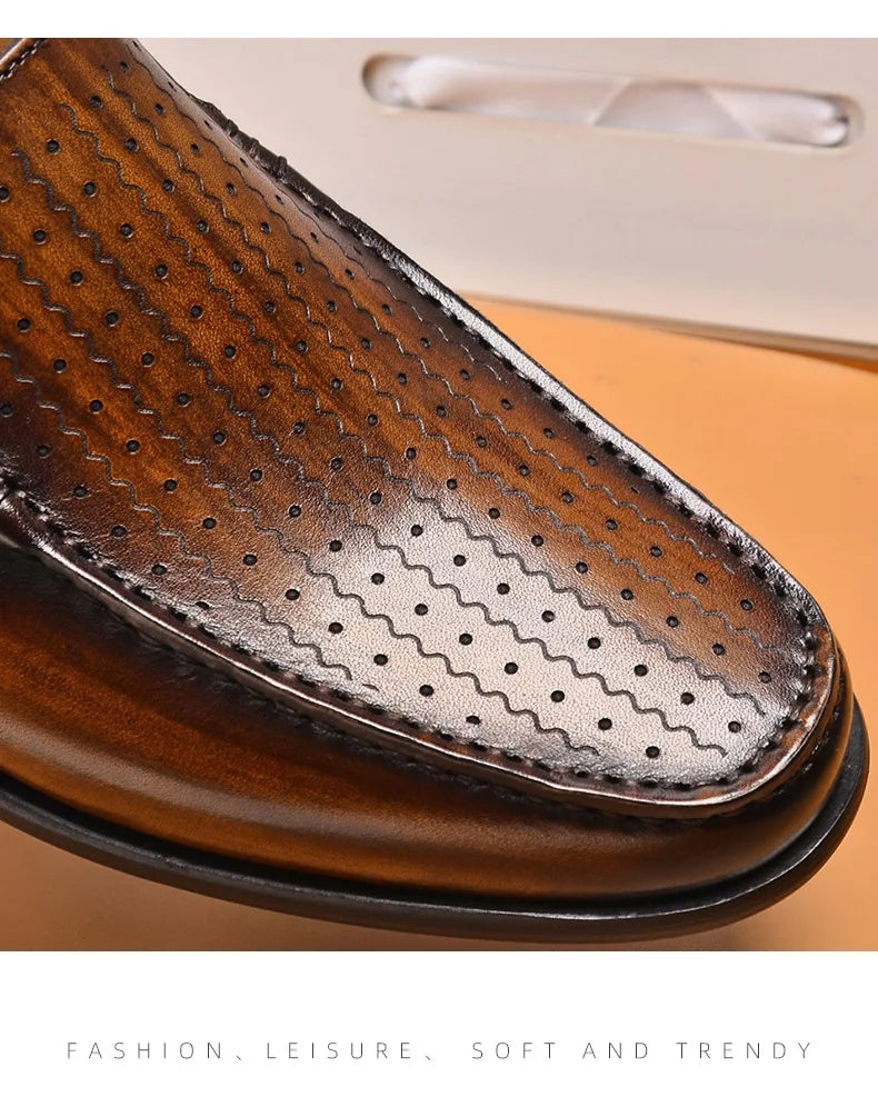 Newest 2025 Genuine Leather Men Driving Shoes Slip On Super Quality Comfortable Men Casual Cowhide Leather Moccasins Loafers
