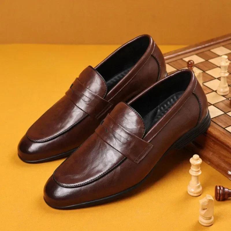 Brown Flat Leather Loafers Shoes for Men Fashion 2025 Classic Original Size Man Casual Shoe 45 Comfortable Shipping Free New In