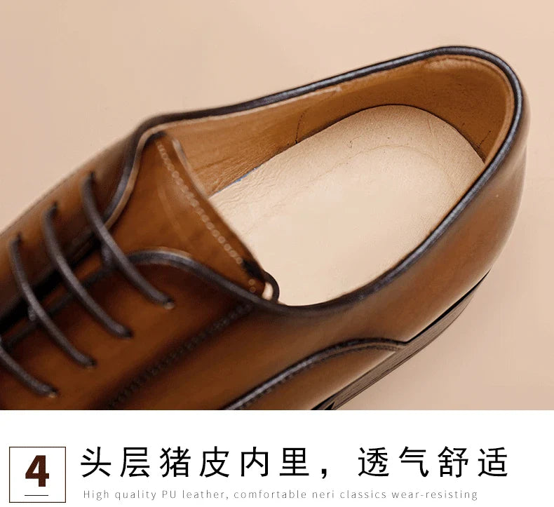 New Style Men's Shoes Formal Dress Shoes Male Oxfords Men Genuine Leather Office Shoes Elegant Wedding Party Lace-up Shoes