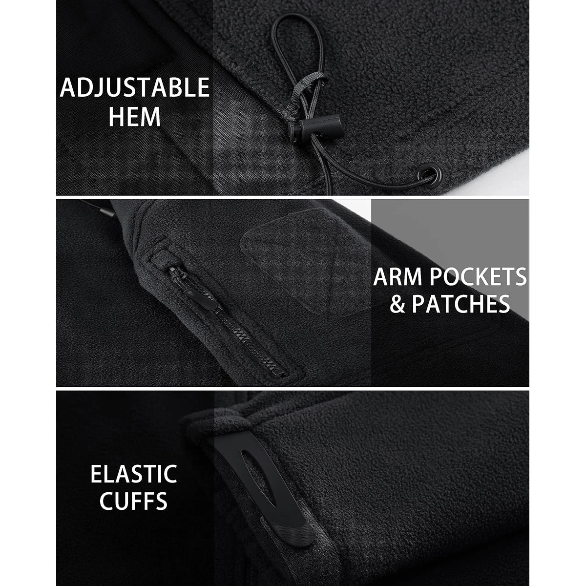 Fall Winter Men's Hooded Fleece Jacket Full Zip Up Soft Warmth Windproof Coat Outdoors Working Hiking Fishing Outerwear