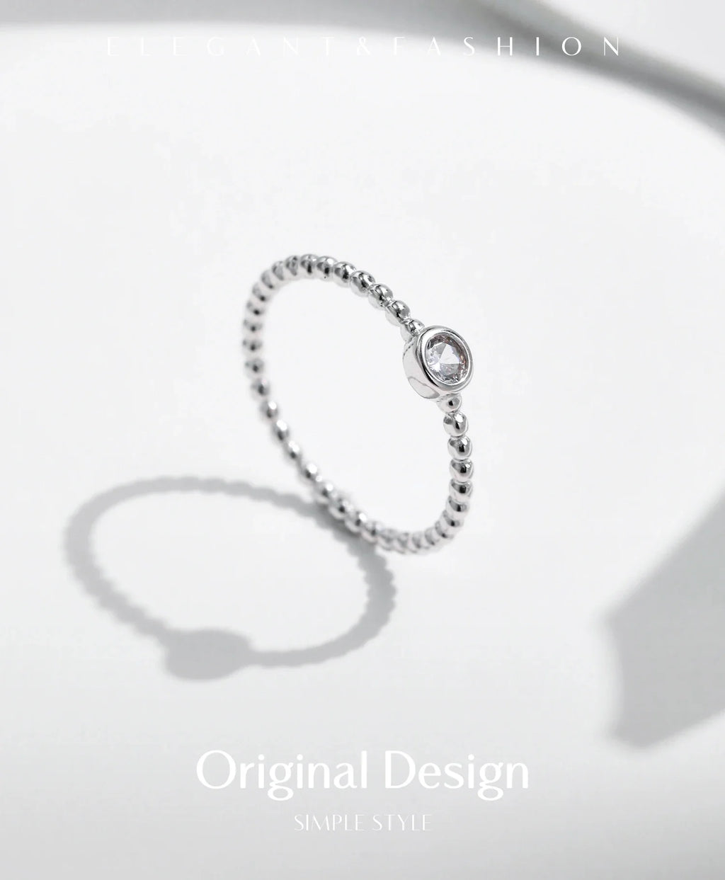 Bezel Setting Moissanite Ring 925 Sterling Silver Beads Trendy Stackable Finger Rings For Women Lab Diamond Jewelry