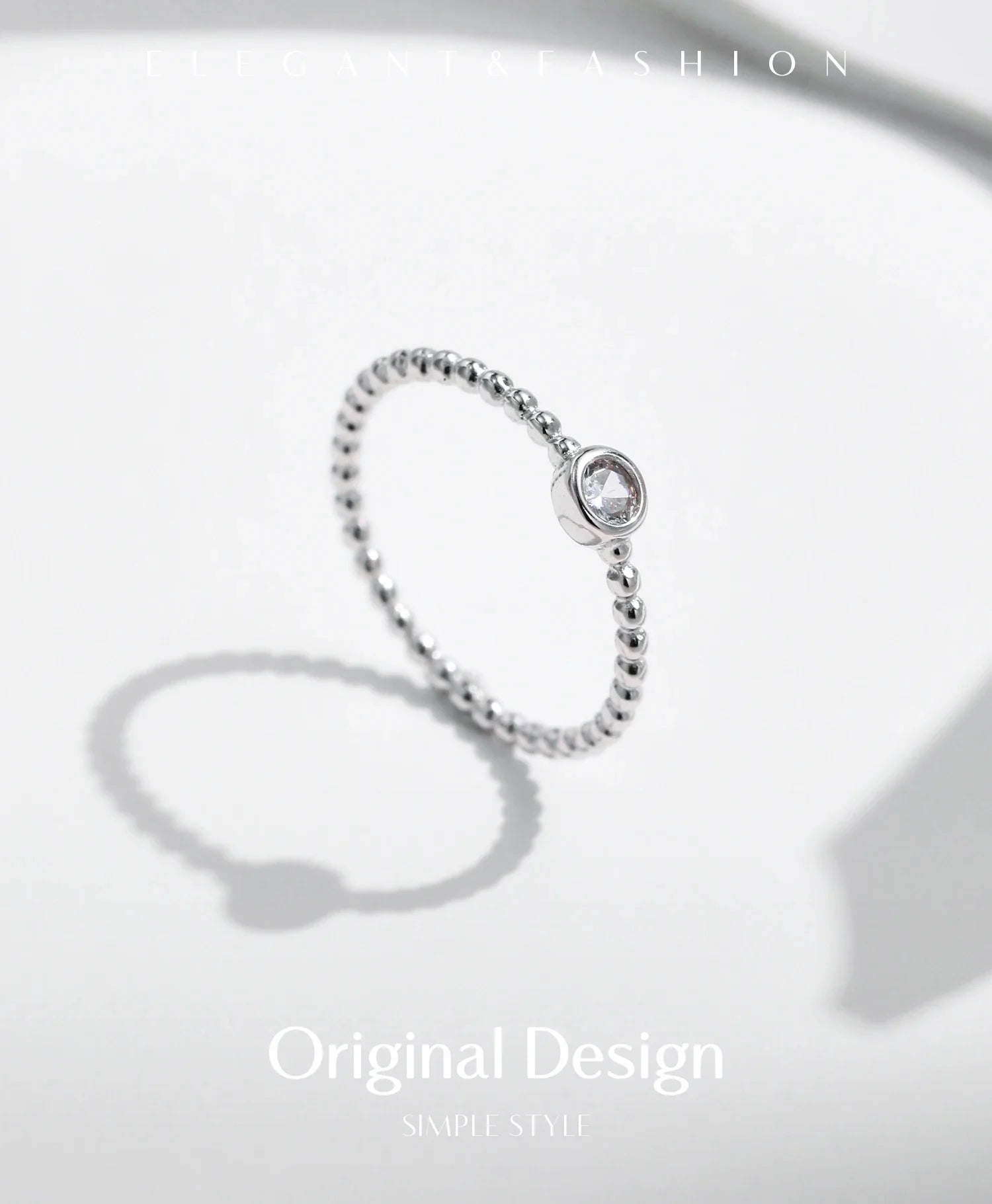 Bezel Setting Moissanite Ring 925 Sterling Silver Beads Trendy Stackable Finger Rings For Women Lab Diamond Jewelry