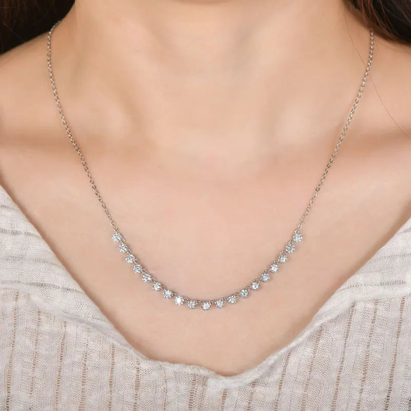 Sparkling 3MM Moissanite Bubble-Style Necklace 14K Gold Filled Choker Necklace for Women Wedding Jewelry Accessories