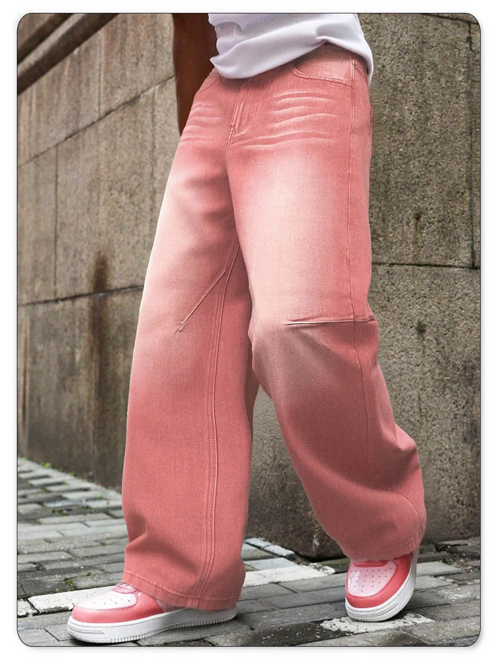 American Youth Avant garde Pink Ultra Baggy Wide Leg Men's Women's Jeans Street Fashion Four Seasons Casual Denim Pants