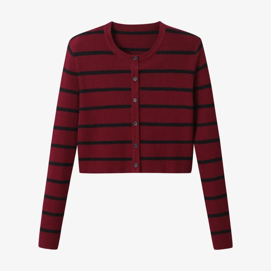 AW25 stripe knitting cardigan + sleeveless patch dress maxi matching set for woman clothing