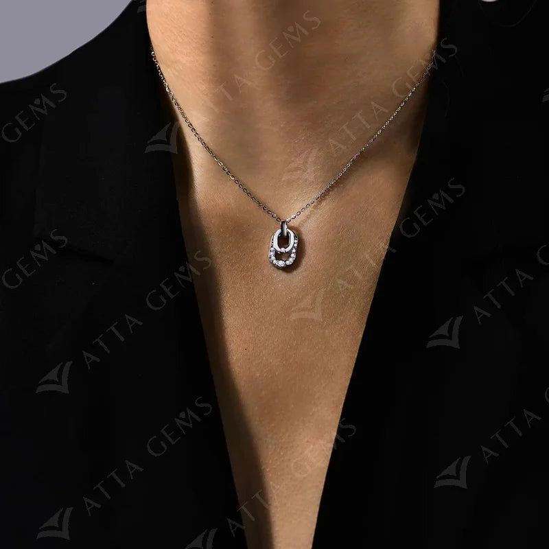 2024 Luxury Round Cut 2.2mm Moissanite Pendant Necklace For Women 925 SIlver Sparkling Wedding Party  Fine Jewelry Gift