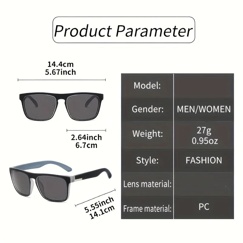 2pcs Square Gradient Mutipcolor Polarized Sunglasses Anti Glare Sun Shades For Summer Party Vacation Travel Driving Fishing
