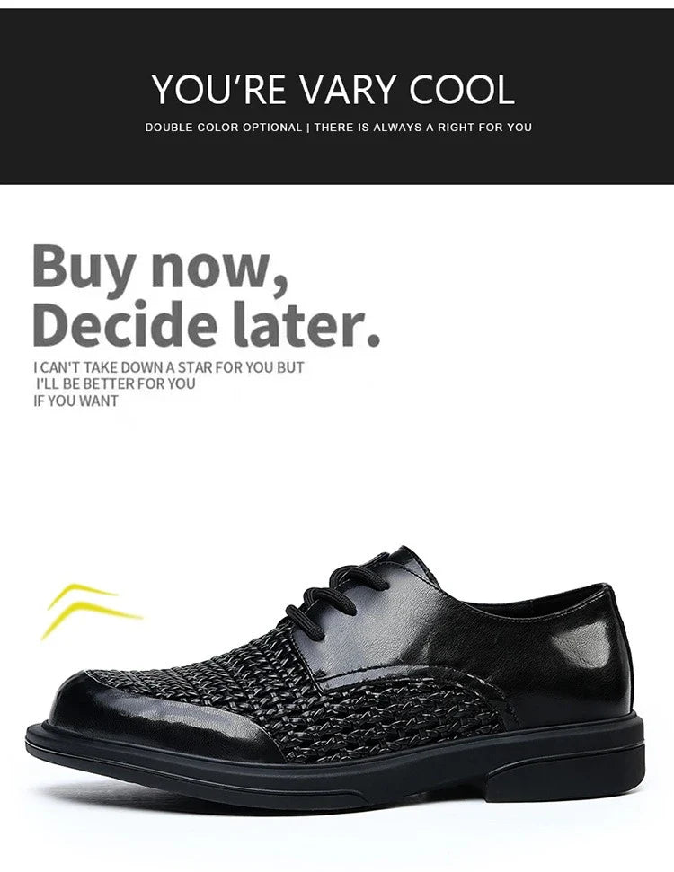 Summer Hallow Breathable Elegant Shoes Man Black Fashion Business Casual Shoe Male Lace Designer Leather Shoes for Men