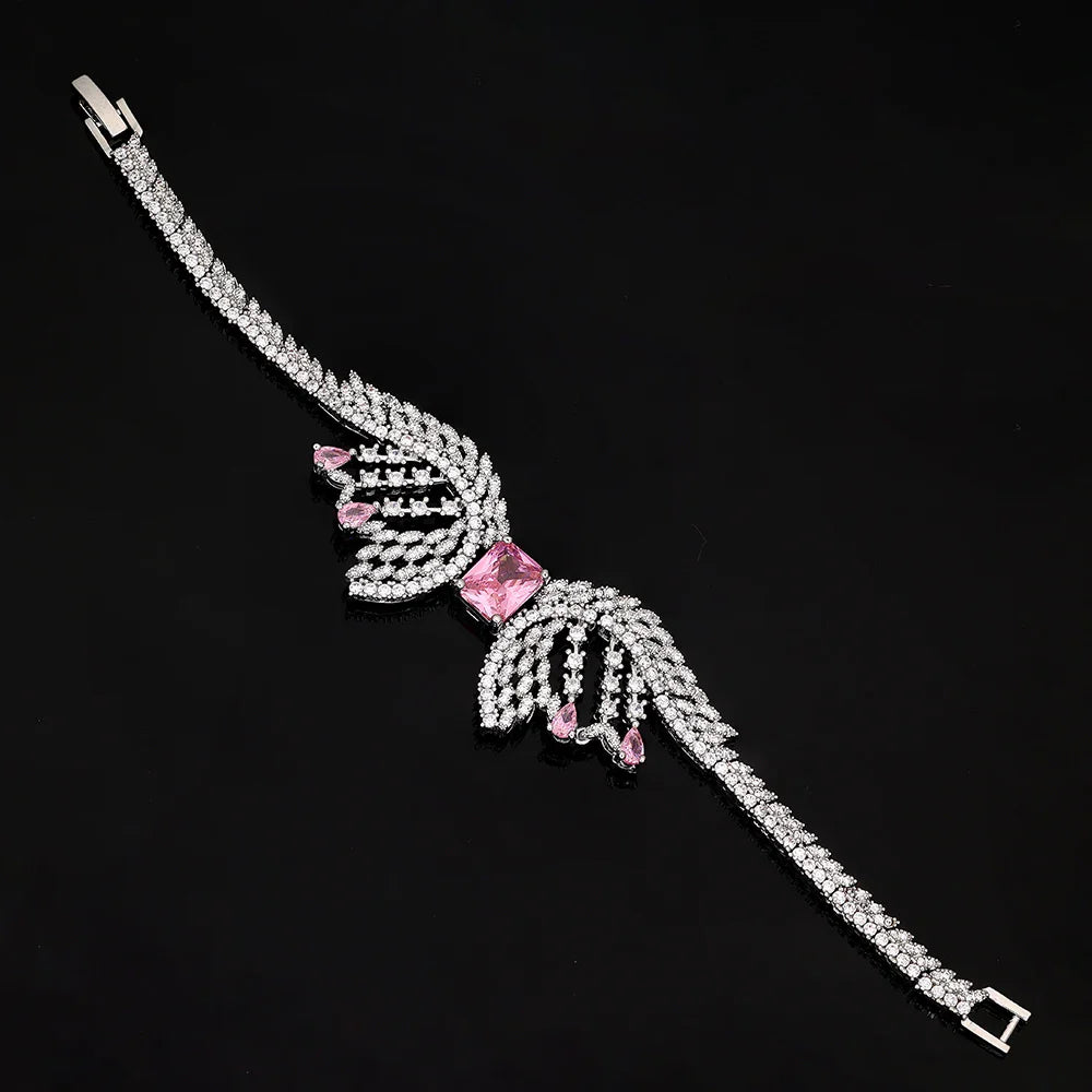 2025 Popular 4-piece Bridal Zirconia Full Set Women's Party Jewelry, Luxury Dubai Nigeria CZ Luxury Crystal Wedding Necklace Set