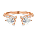 Double Pear Cut Moissanite Rings for Women Adjustable 5-9 Size Lab Diamond Wedding Female Jewelry 925 Sterling Silver