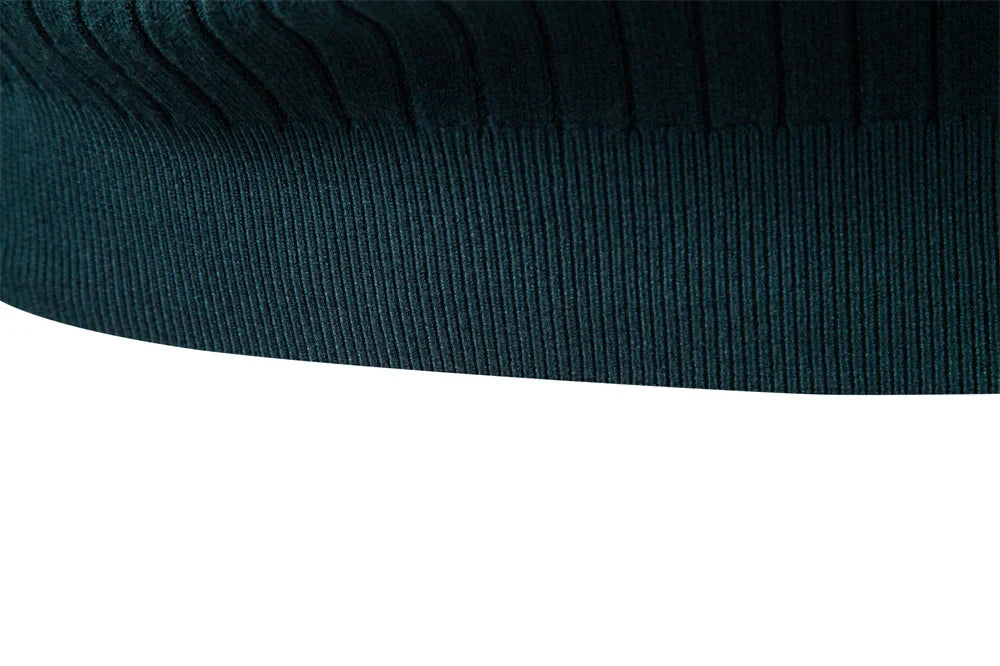 Men's Turtleneck Sweater Solid Color with Striped Pullover Warm Knitwear Winter Basic Casual High Quality Sweater Male