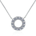 Full Moissanite Round Pendant Necklace Original 925 Sterling Sliver Chain Plated 18k White Gold Fine Necklace for Women