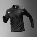 American sports training quick drying clothes men's t-shirts track and field fitness clothes long sleeved half zip top sports ru