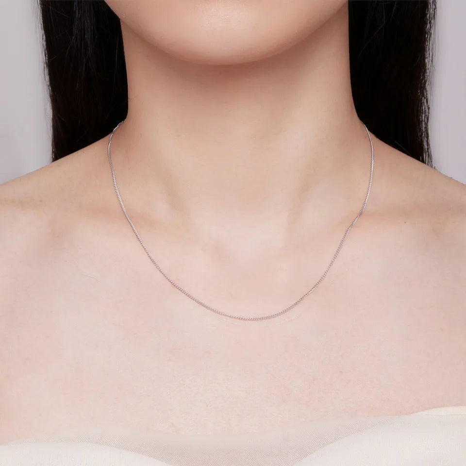 925 Sterling Silver Basic Chain Necklace Collection Box Chain Necklace Bead Chain Link for Women Simple Fine Jewelry