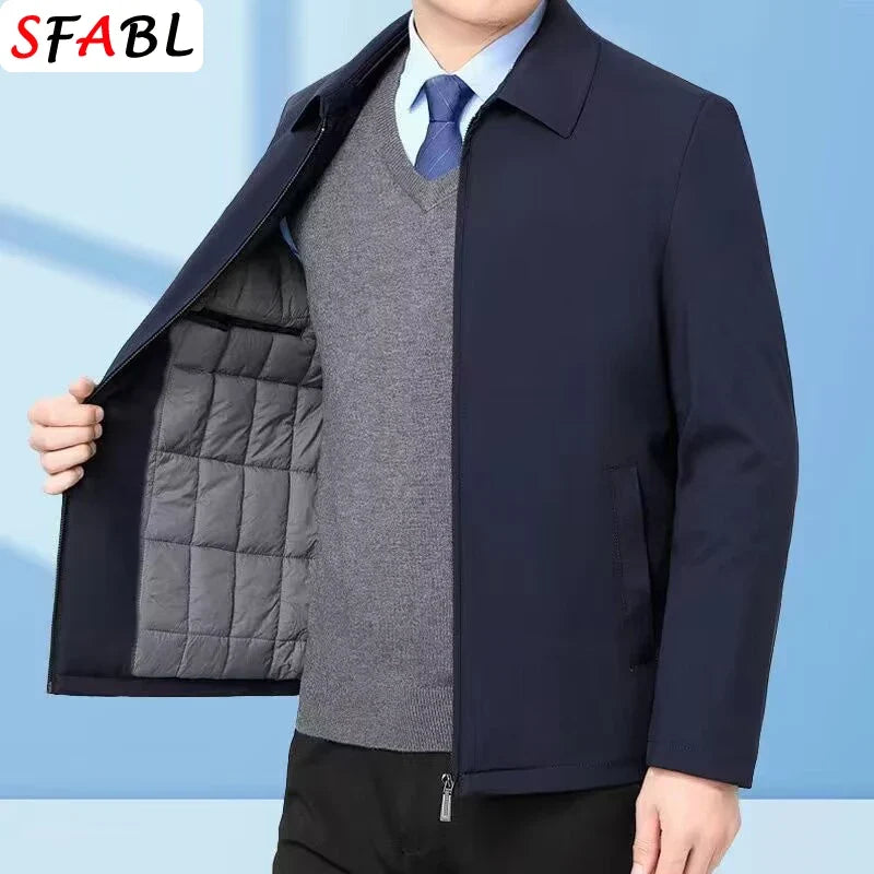 Casual Thermal Warm Winter Jackets for Men Business Blazers Coat Fleece Lining Men's Winter Jacket Luxury Parka Outerwear L-3XL