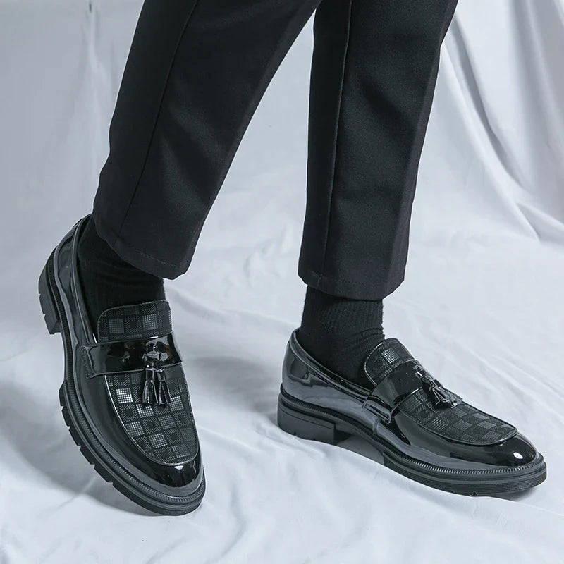 Leather Men Casual Black Tassel Loafers Handmade Soft Leisure Shoes Breathable Slip-On Comfortable for Drive Footwear Moccasins