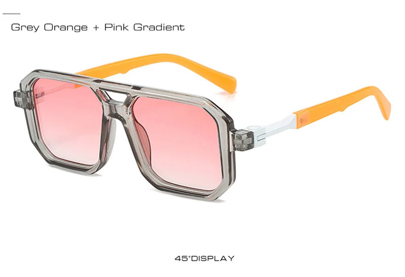 New Double Bridges Square Sunglasses Women Fashion Gradient Shades UV400 Retro Polygon Men Sun Glasses