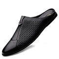 Summer Men Shoes Casual Brand Mens Penny Loafers Genuine Leather Luxury Half Slipper For Men Breathable Lazy Driving Shoes Man