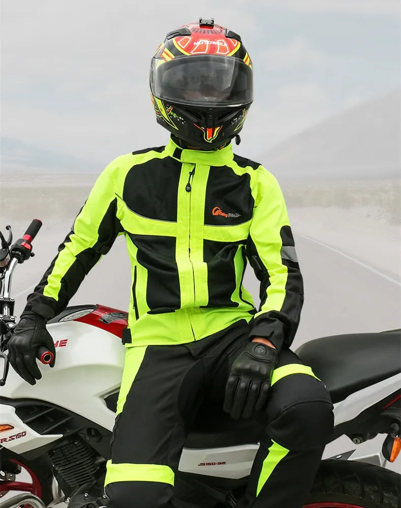 Motorcycle Jacket Summer Style Breathable Motorbike Riding Protective Armor Coat Night Reflective Warning Safety Clothing JK-21