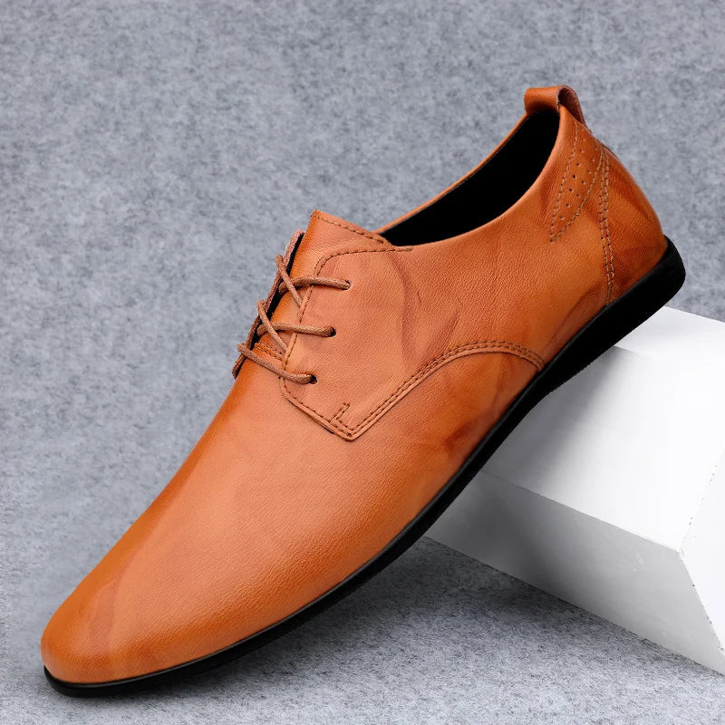 Fashion Simple Mens Oxford Shoes Breathable Male Business Footwear Handmade Formal Dress Shoes Genuine Leather Men Casual Shoes