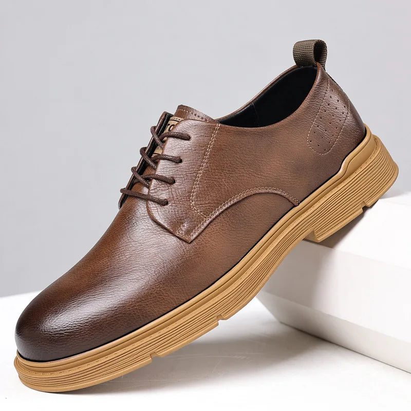 Summer Autumn New Low Top Cow Leather Shoes for Men Hallow Lace Designer Platform Shoes Male Fashion Business Casual Shoe Man