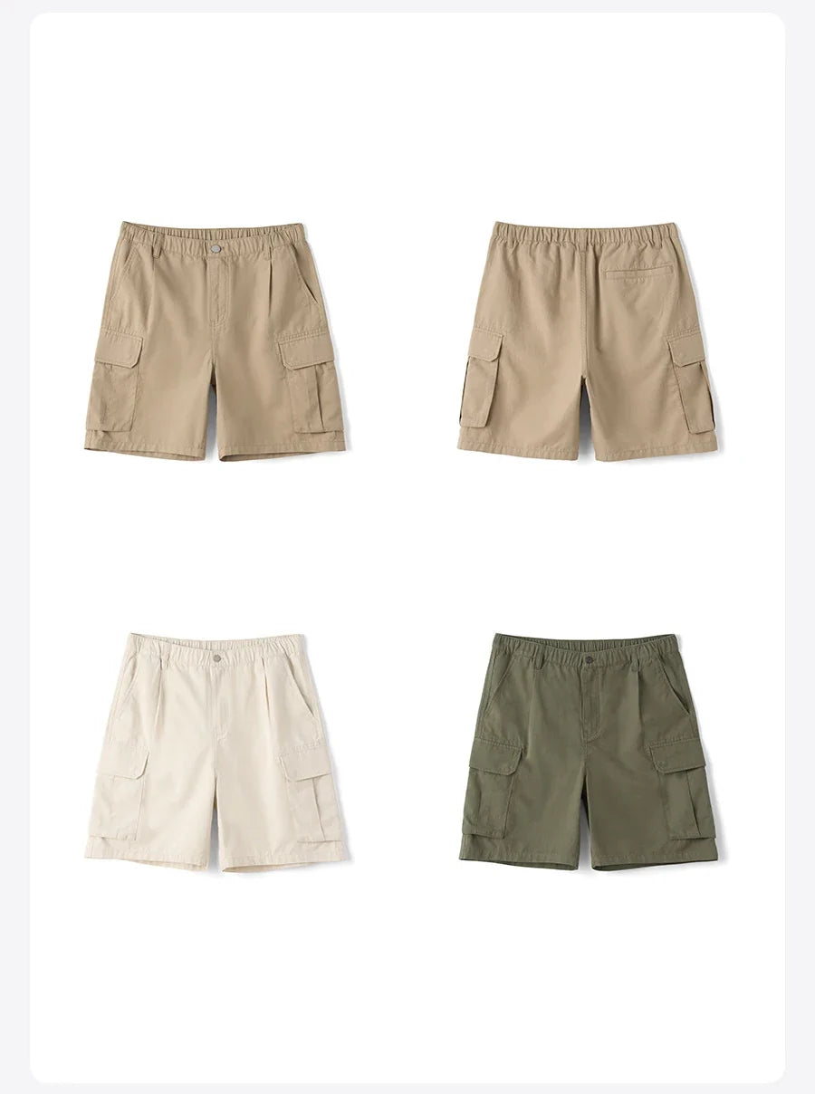 SIMWOOD 2026 Summer New Oversize 215gsm Tencel Lyocell Blend Fabric Cargo Shorts Men Fashion Outdoor Wear