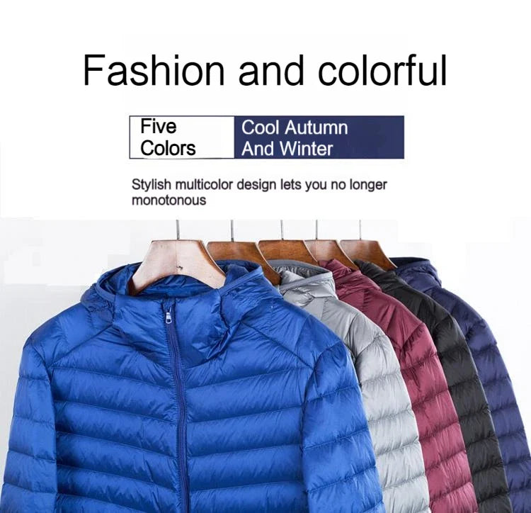 Autumn Winter Down Jacket Men Ultra Light Windproof Waterproof Anti Fouling Anti-Oil White Duck Portable Hooded Coat Male