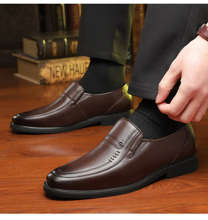 Cow Leather Men's Business Casual Shoes 2026 Spring Autumn Non Slip Dress Shoes Male Fashion Designer Loafers for Man