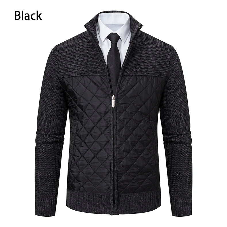 Autumn Winter Sweater Men's Loose Cardigan New Cold High Neck Jumpers Patchworked Windbreaker Casual Jackets