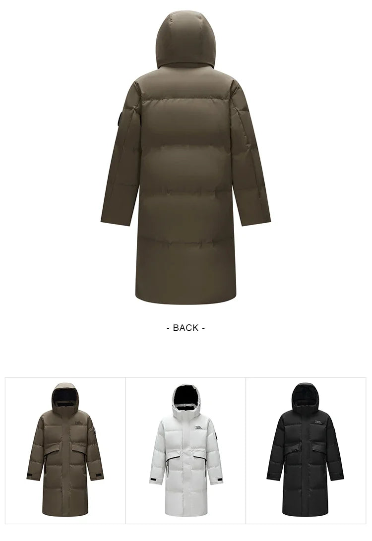 Down Jacket Men Long Length 2026 New Winter Outerwear Waterproof and Warm Outdoor Travel Outerwear