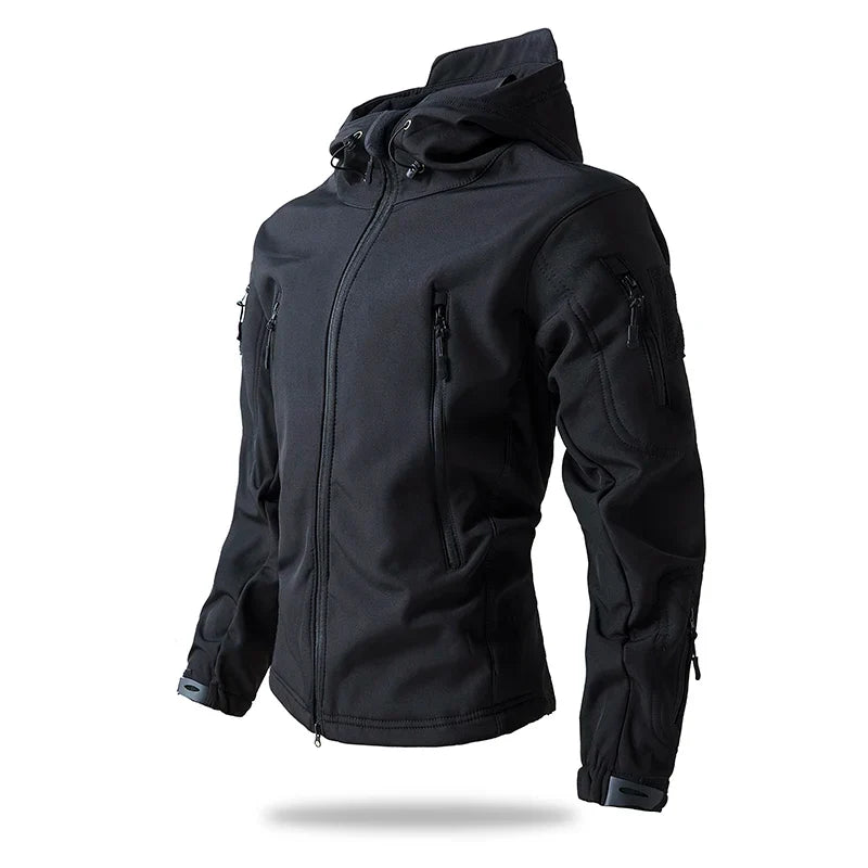 New Soft Shell Tactical Jacket  Men Winter Fleece Hooded Coat Hunting Clothes Outdoor Camouflage CS Tops Waterproof Windproof