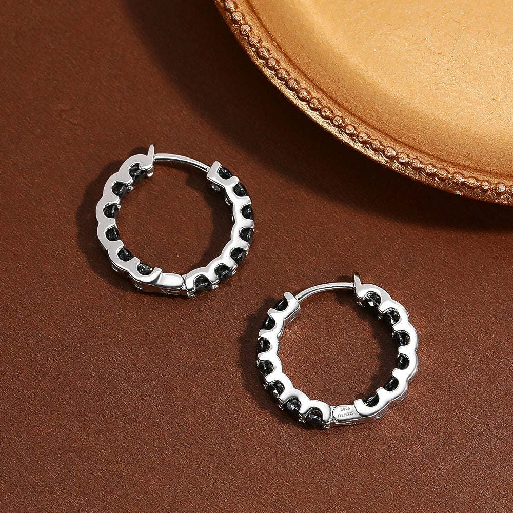 100% 925 Sterling Silver Real 2.6ct Moissanite Earring Hoops For Women Sparkling Wedding Party Luxury Fine Jewelry Gift