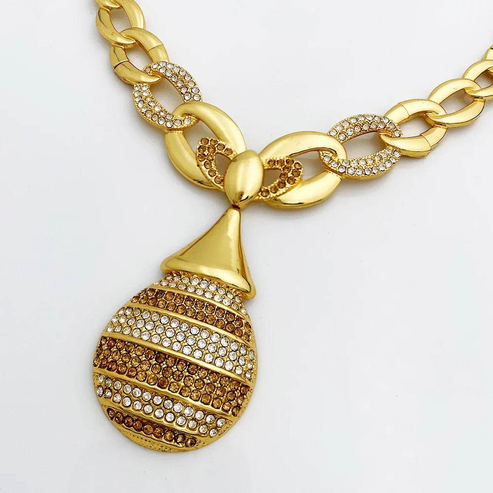 Elegant Dubai Women Jewelry Sets Luxury Design Necklaces Earrings Ring Bracelet Daily Wear Parties Vacations Ideal Gift