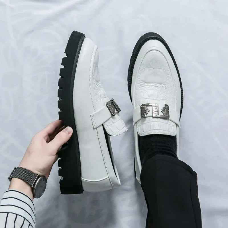 Mens Loafers Party Business Thick Soled Men Leather Shoes Dress Platform Shoes Comfortable Fashion New Casual Shoes for Men