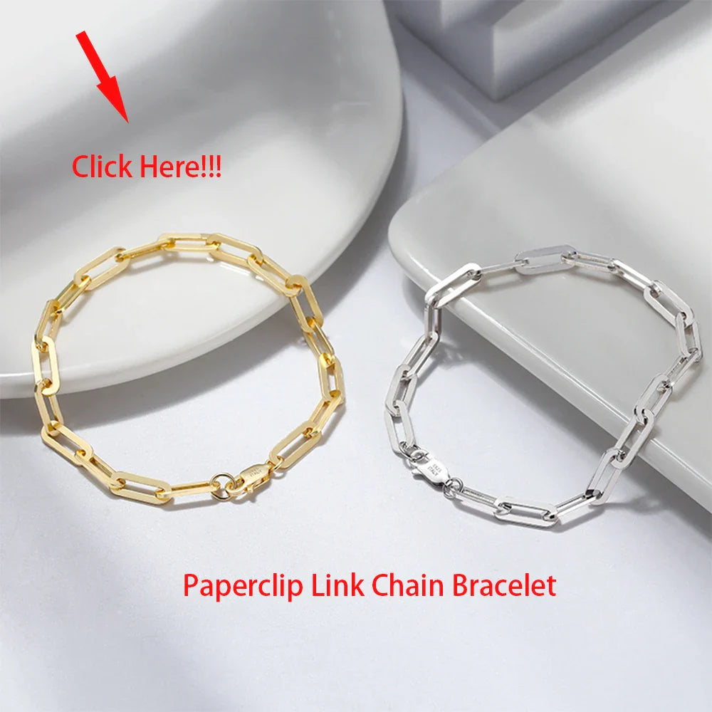 14K Gold Plated Genuine 925 Sterling Silver Paperclip Neck Chain 6/9.3/12mm Link Necklace for Women Men Jewelry SC39